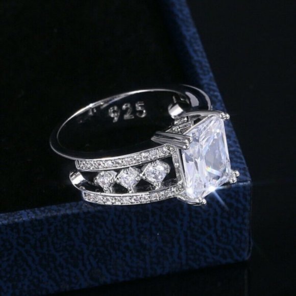 New 925 Silver Engagement White Sapphire Ring - Picture 3 of 5